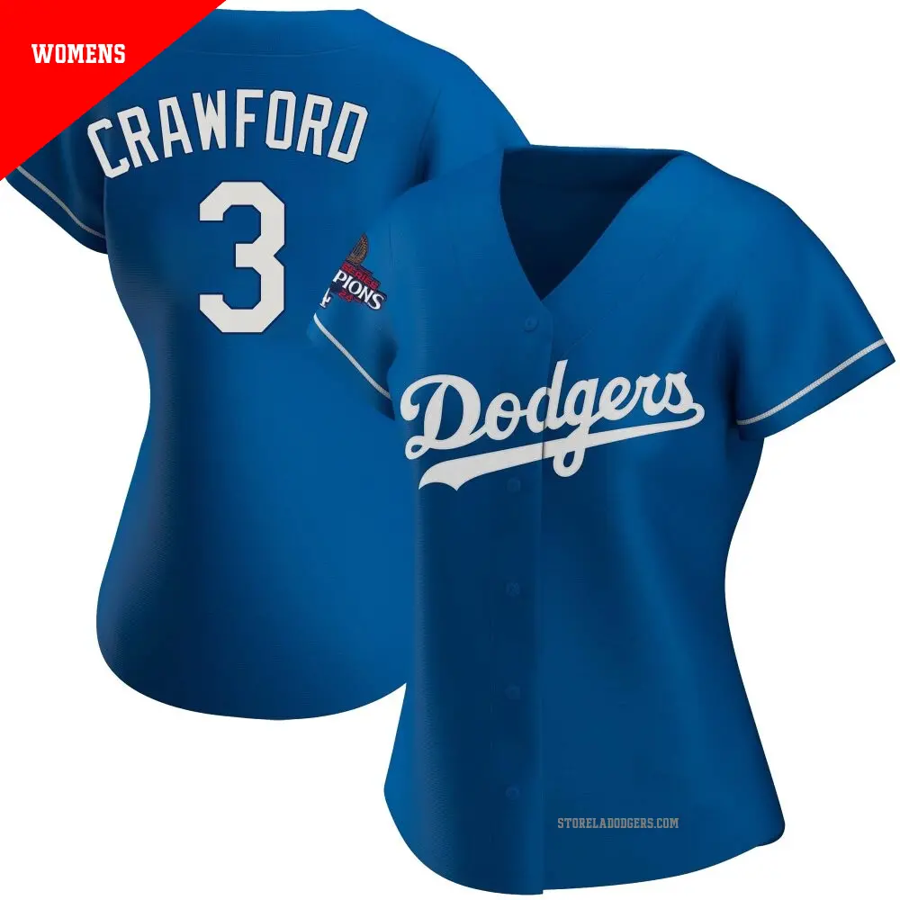 Women's ＃3 Carl Crawford Los Angeles Dodgers Royal Replica Alternate 2024 World Series Champions Jersey