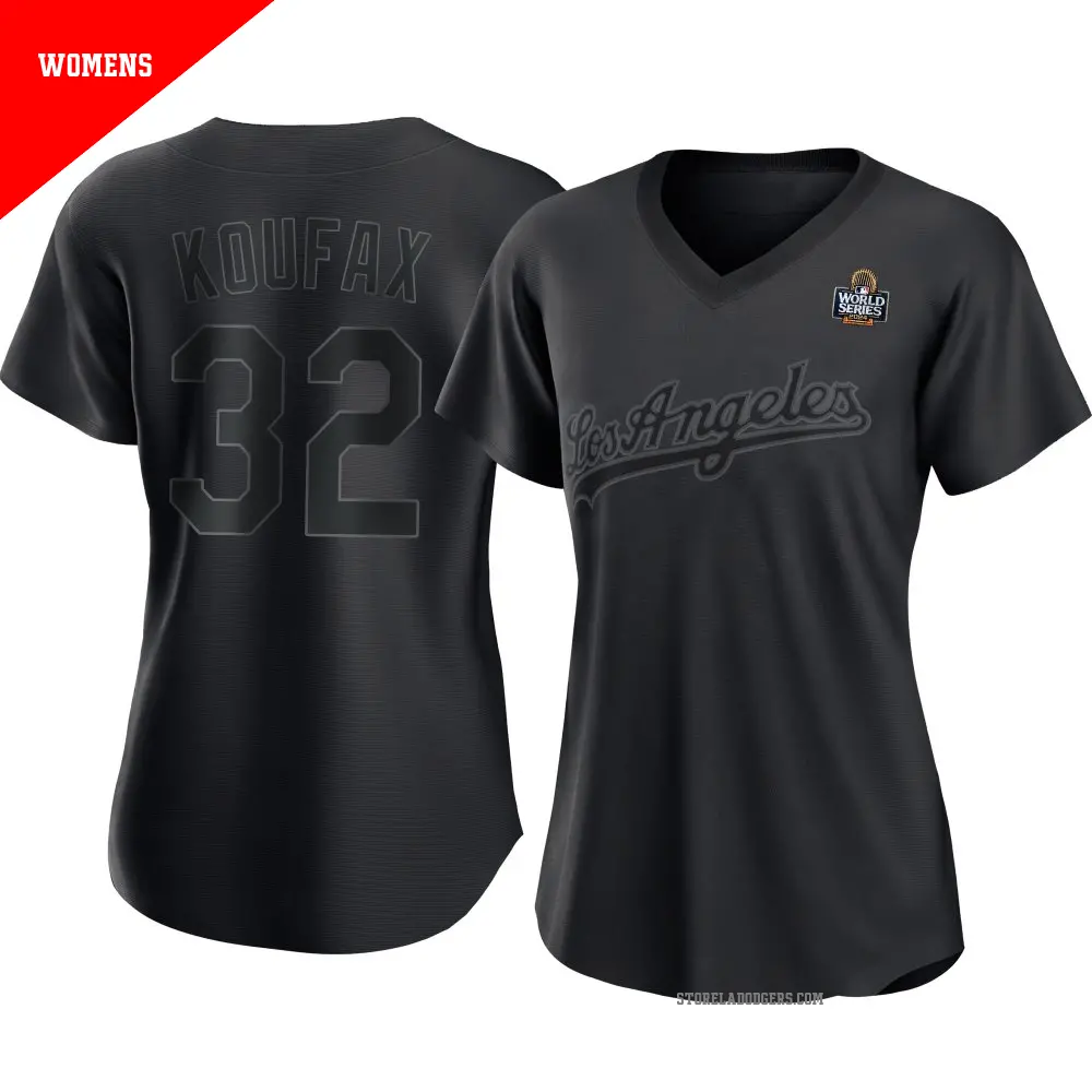 Women's ＃32 Sandy Koufax Los Angeles Dodgers Black Authentic Pitch Fashion 2024 World Series Jersey