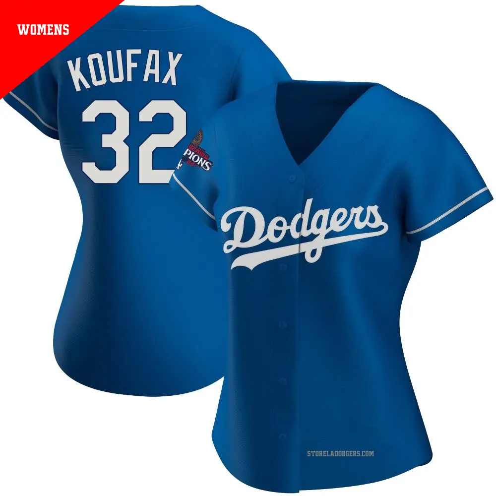 Women's ＃32 Sandy Koufax Los Angeles Dodgers Royal Authentic Alternate 2024 World Series Champions Jersey