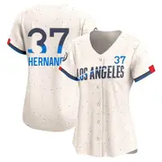 Women's #37 Teoscar Hernandez Los Angeles Dodgers Cream