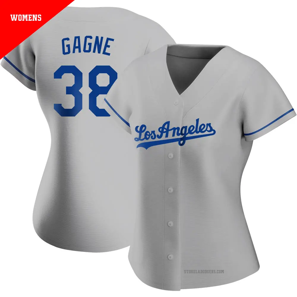 Women's ＃38 Eric Gagne Los Angeles Dodgers Gray Authentic Road Jersey