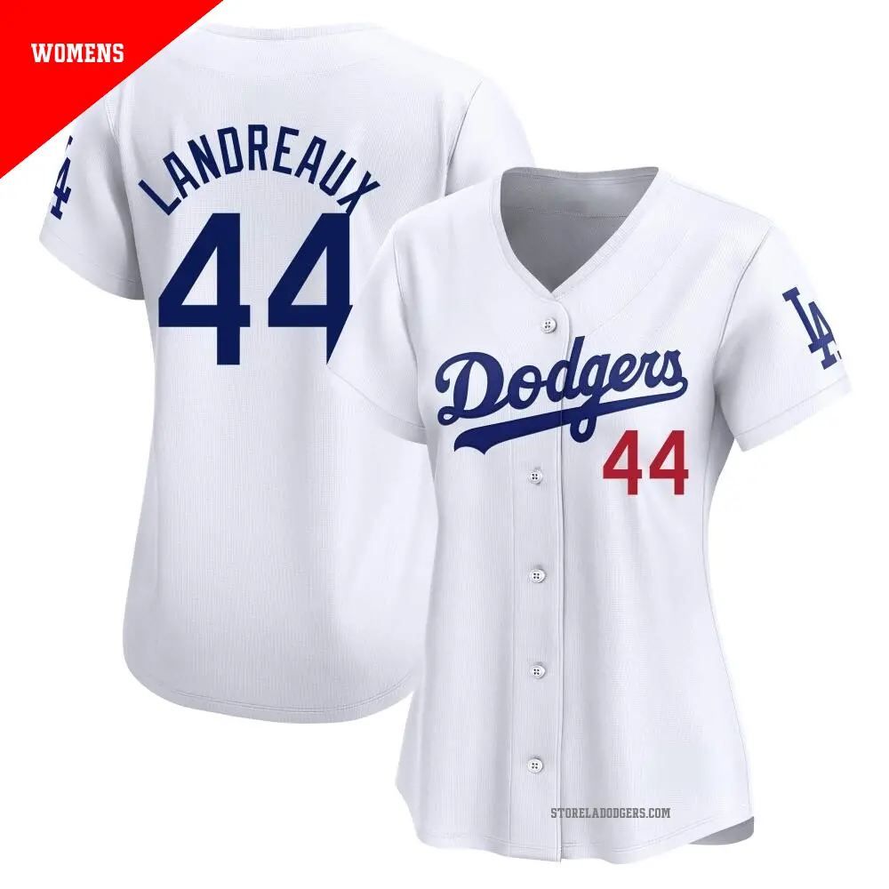 Women's ＃44 Ken Landreaux Los Angeles Dodgers White Limited Home Jersey