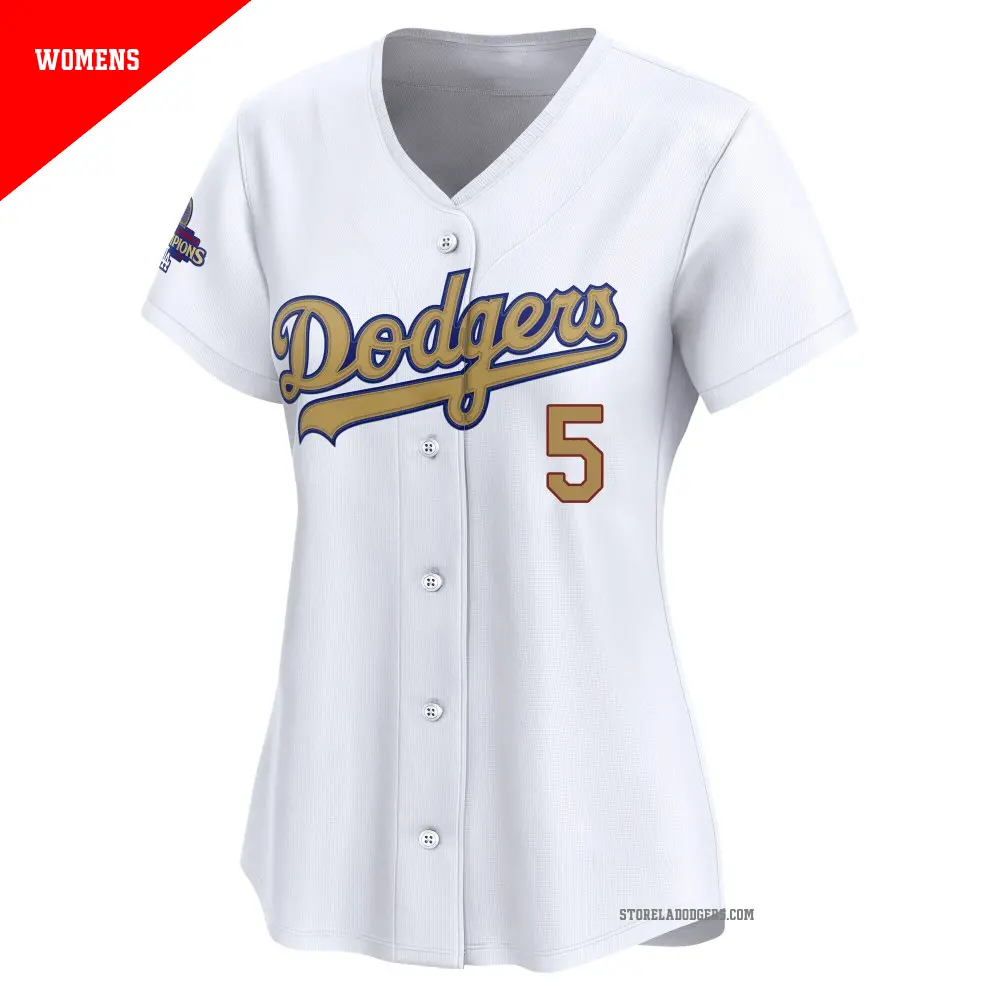 Women's #5 Freddie Freeman Los Angeles Dodgers Gold Limited