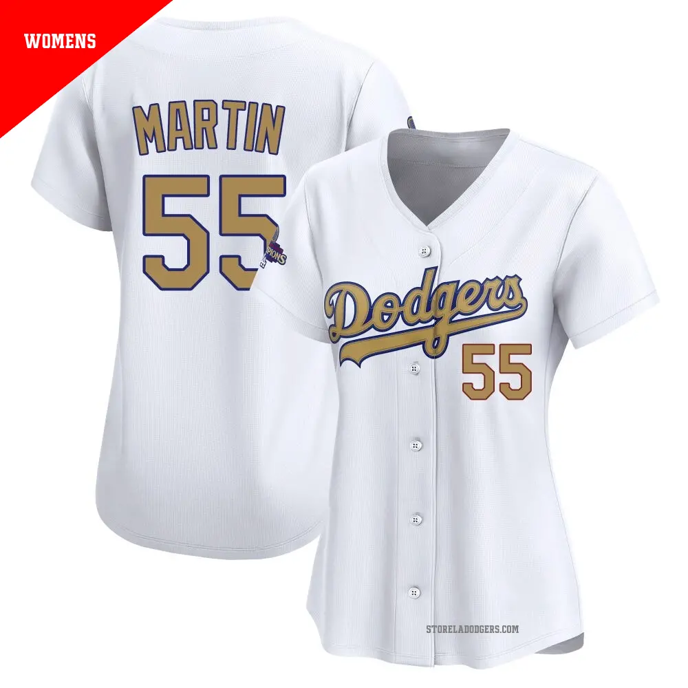 Women's ＃55 Russell Martin Los Angeles Dodgers Gold Limited White 2025 Collection Jersey