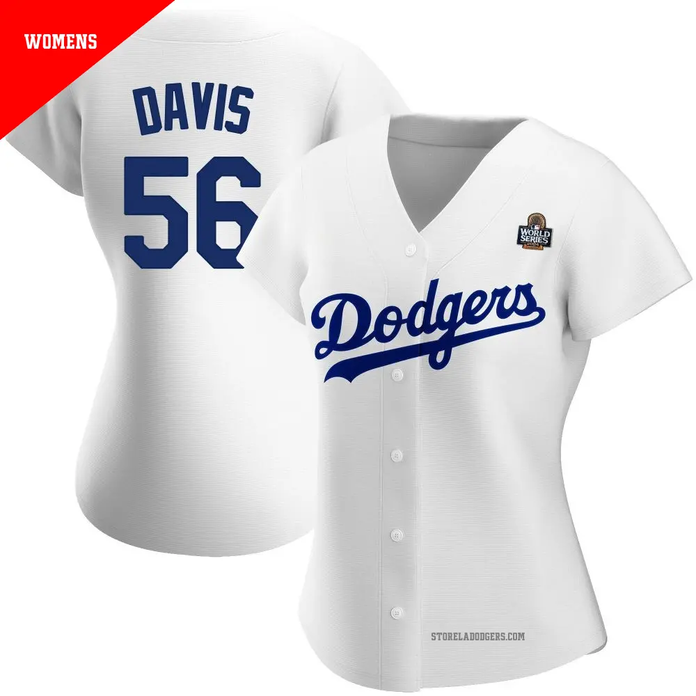 Women's ＃56 Noah Davis Los Angeles Dodgers White Authentic Home 2024 World Series Jersey
