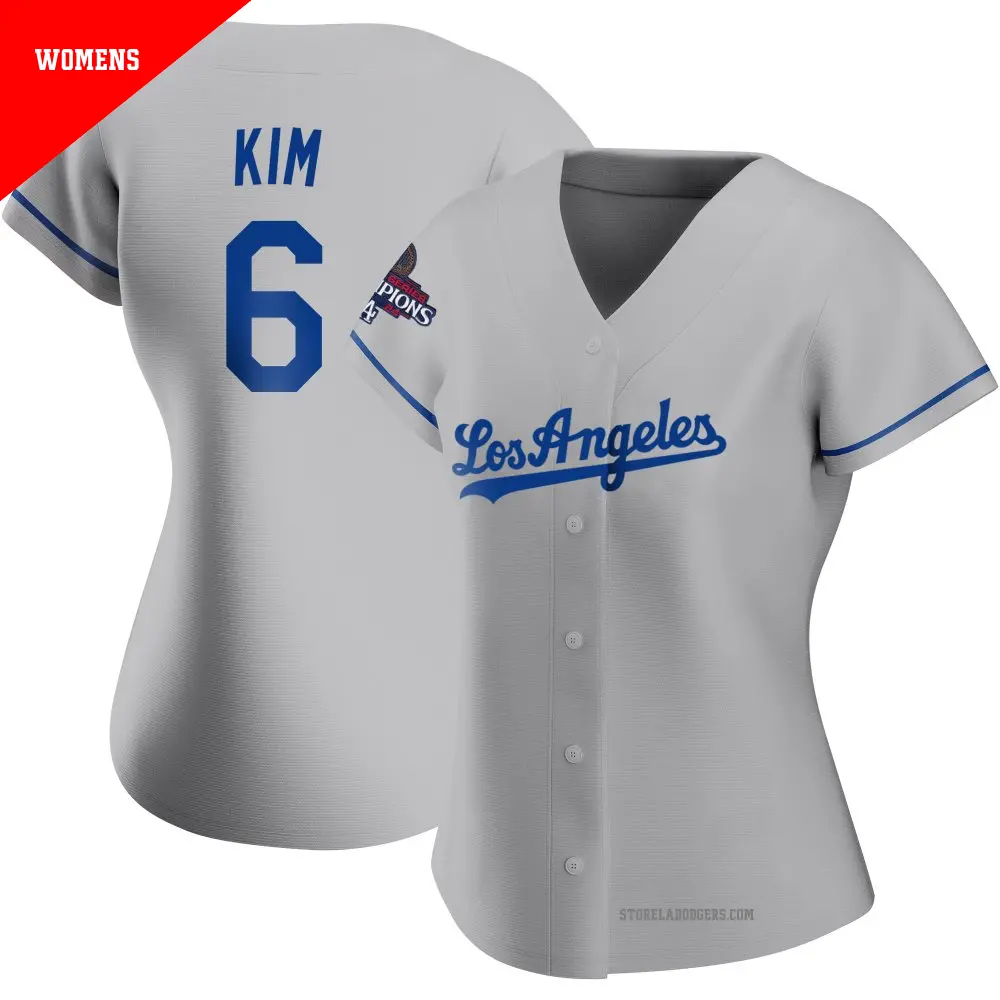 Women's ＃6 Hyeseong Kim Los Angeles Dodgers Gray Replica Road 2024 World Series Champions Jersey