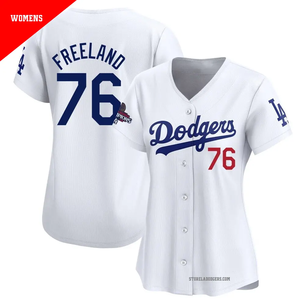 Women's #76 Alex Freeland Los Angeles Dodgers White Limited