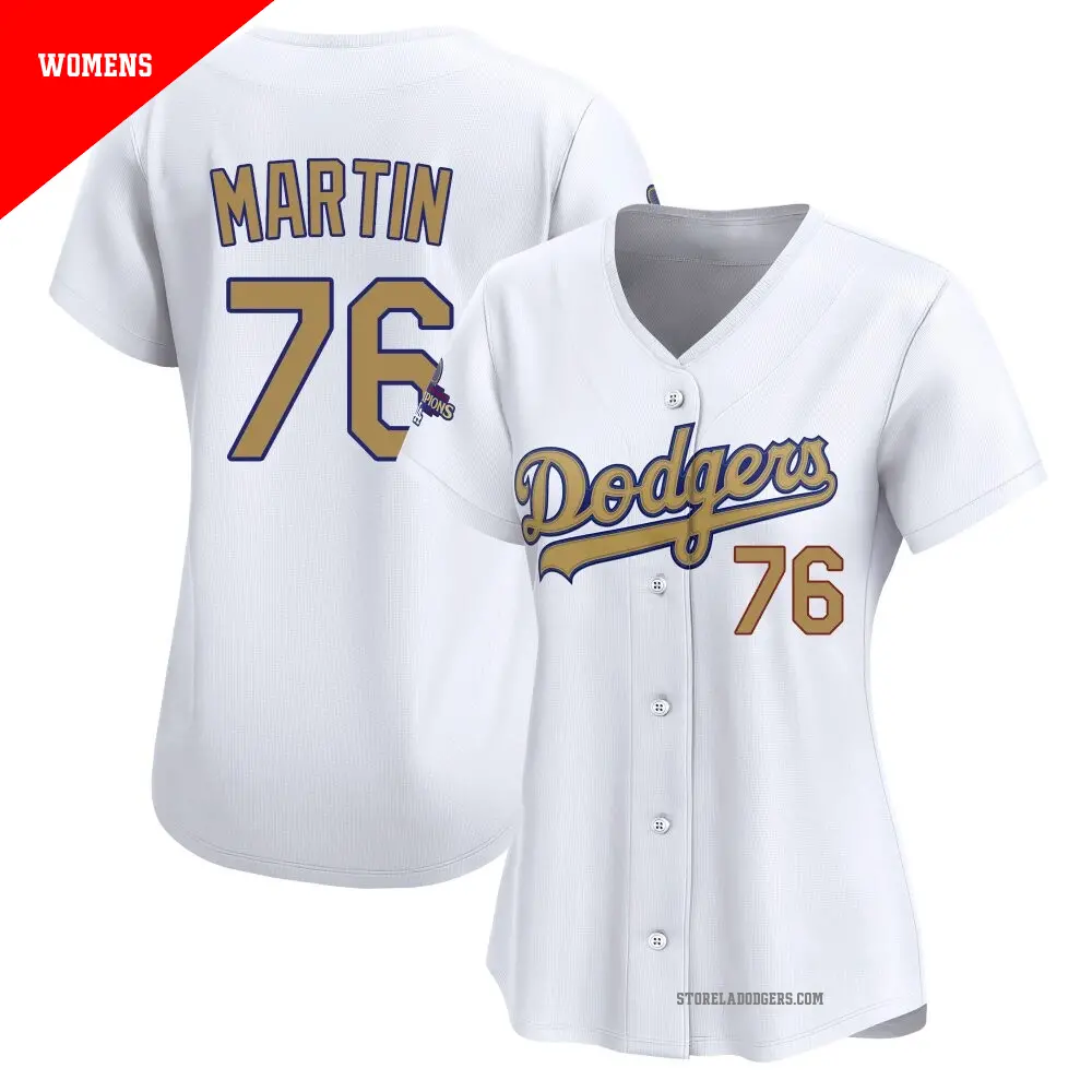 Women's ＃76 J.D. Martin Los Angeles Dodgers Gold Limited White 2025 Collection Jersey