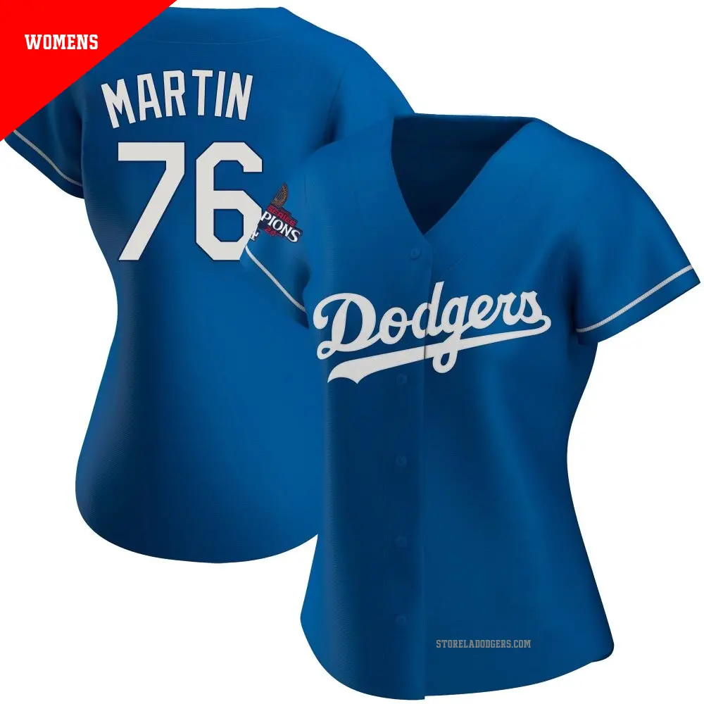 Women's ＃76 J.D. Martin Los Angeles Dodgers Royal Replica Alternate 2024 World Series Champions Jersey