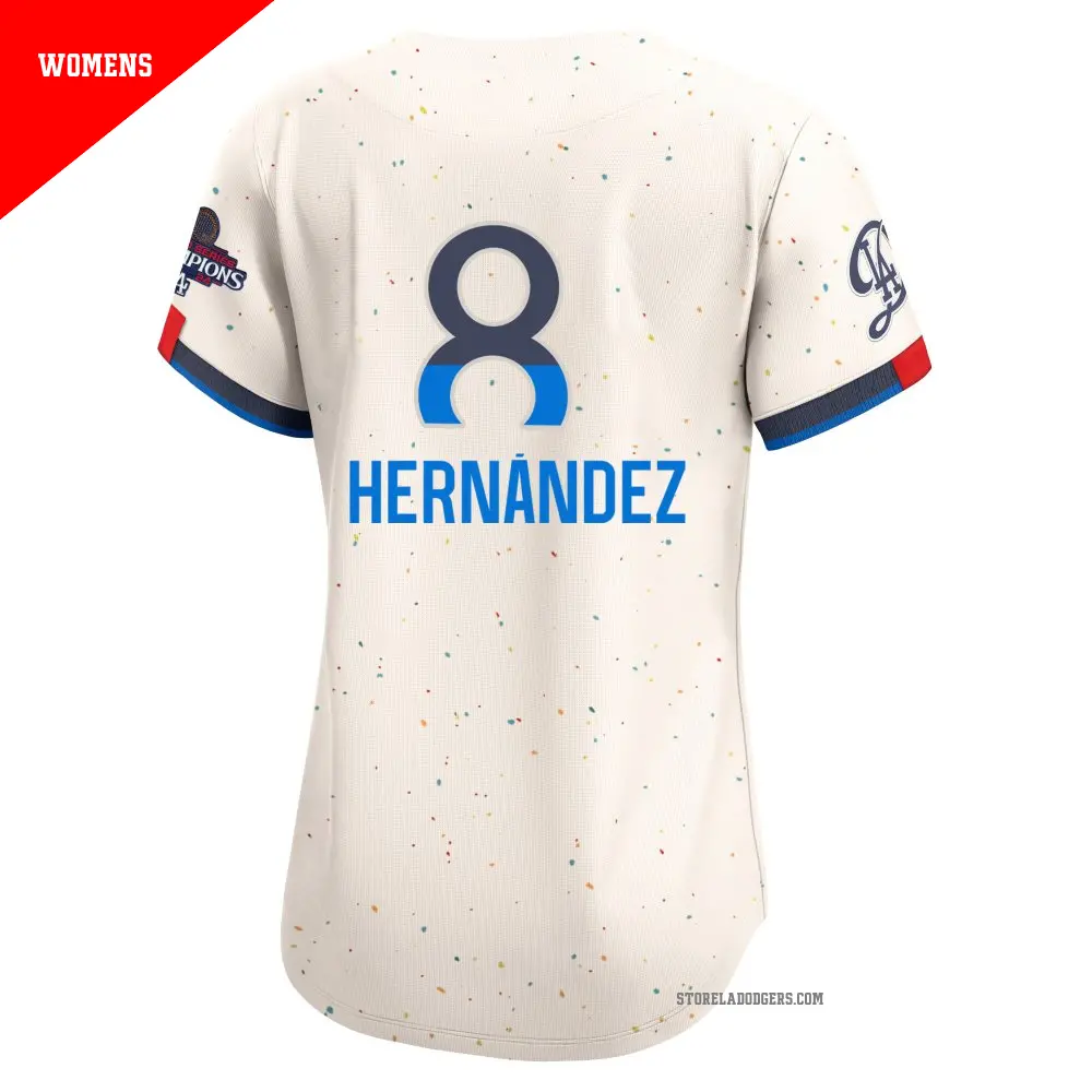 Dodgers ユニフォーム HERNÁNDEZ 8 Women's #8 Enrique Hernandez Los Angeles Dodgers Cream
