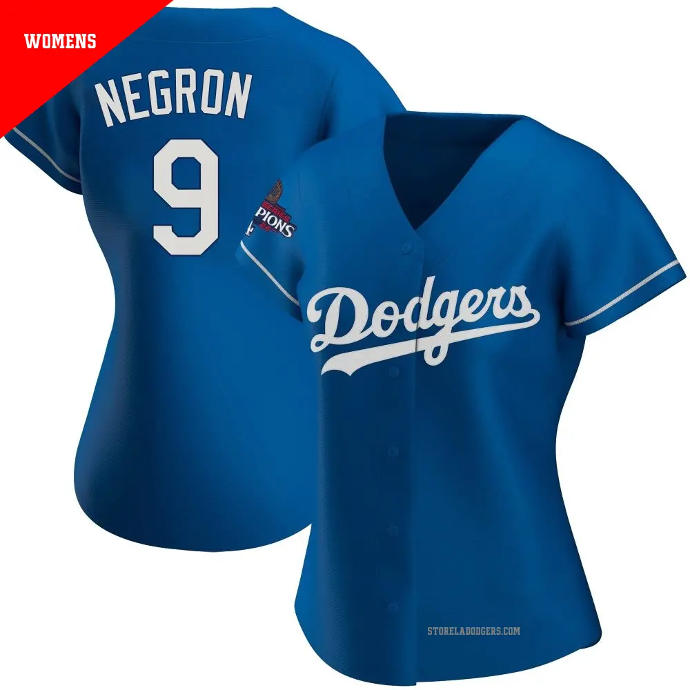 Women's ＃9 Kristopher Negron Los Angeles Dodgers Royal Replica Alternate 2024 World Series Champions Jersey