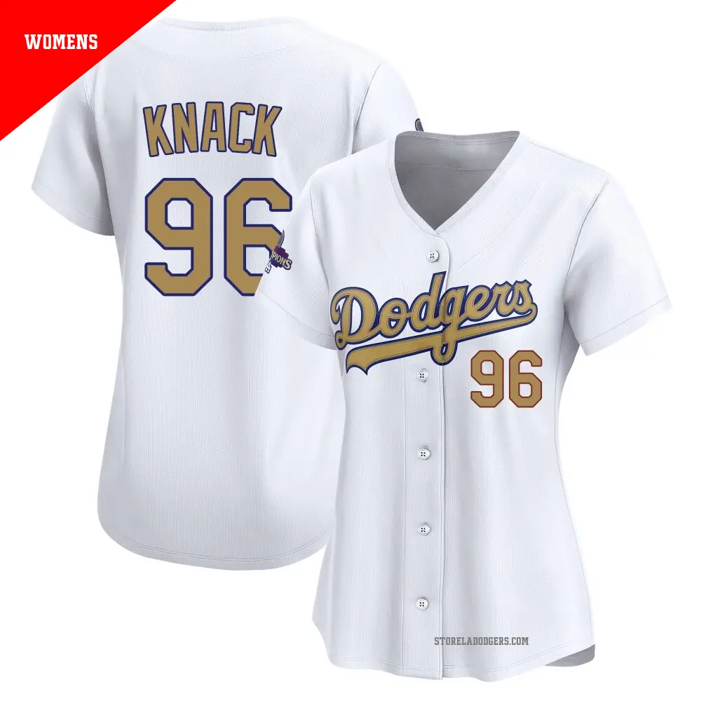 Women's ＃96 Landon Knack Los Angeles Dodgers Gold Limited White 2025 Collection Jersey