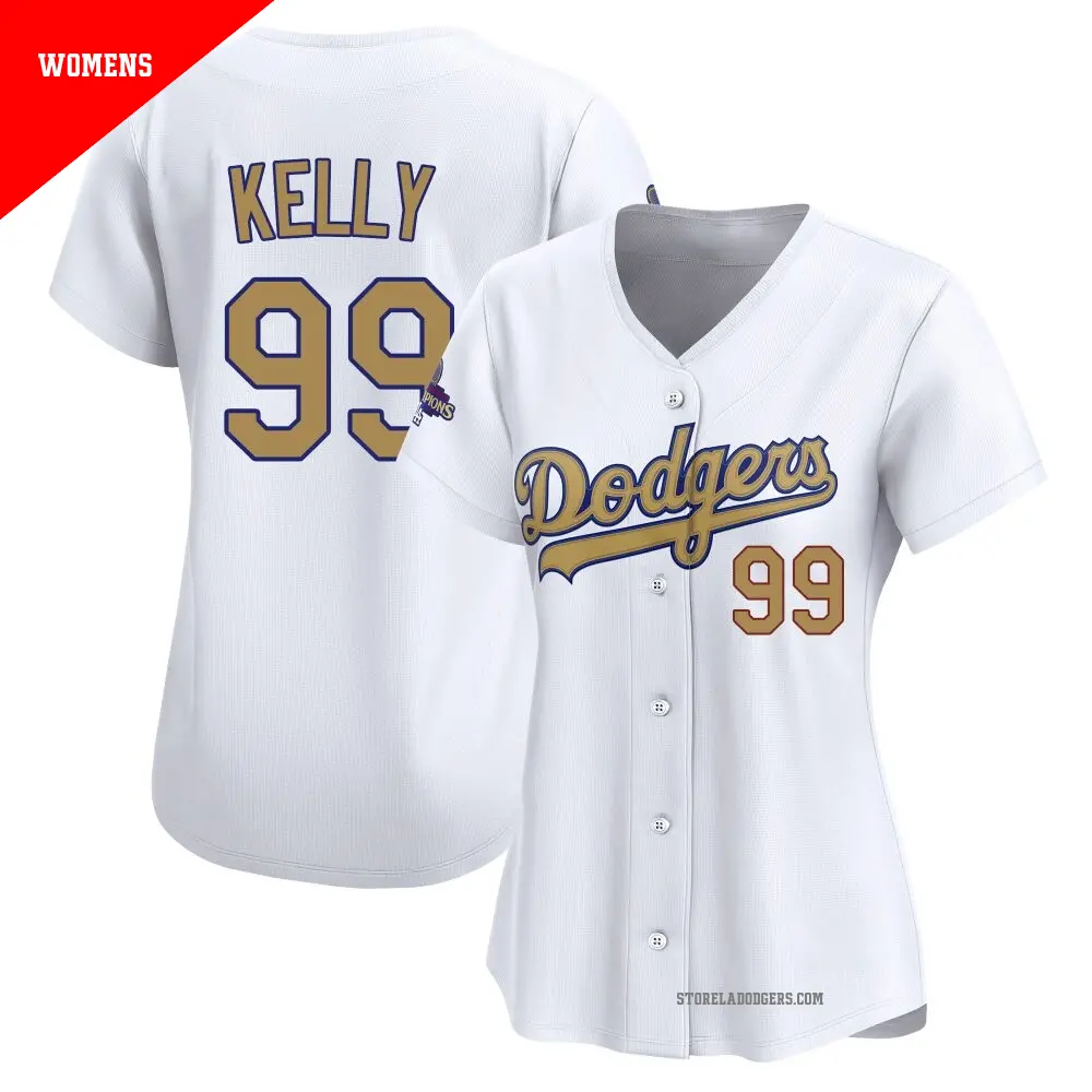 Women's ＃99 Joe Kelly Los Angeles Dodgers Gold Limited White 2025 Collection Jersey