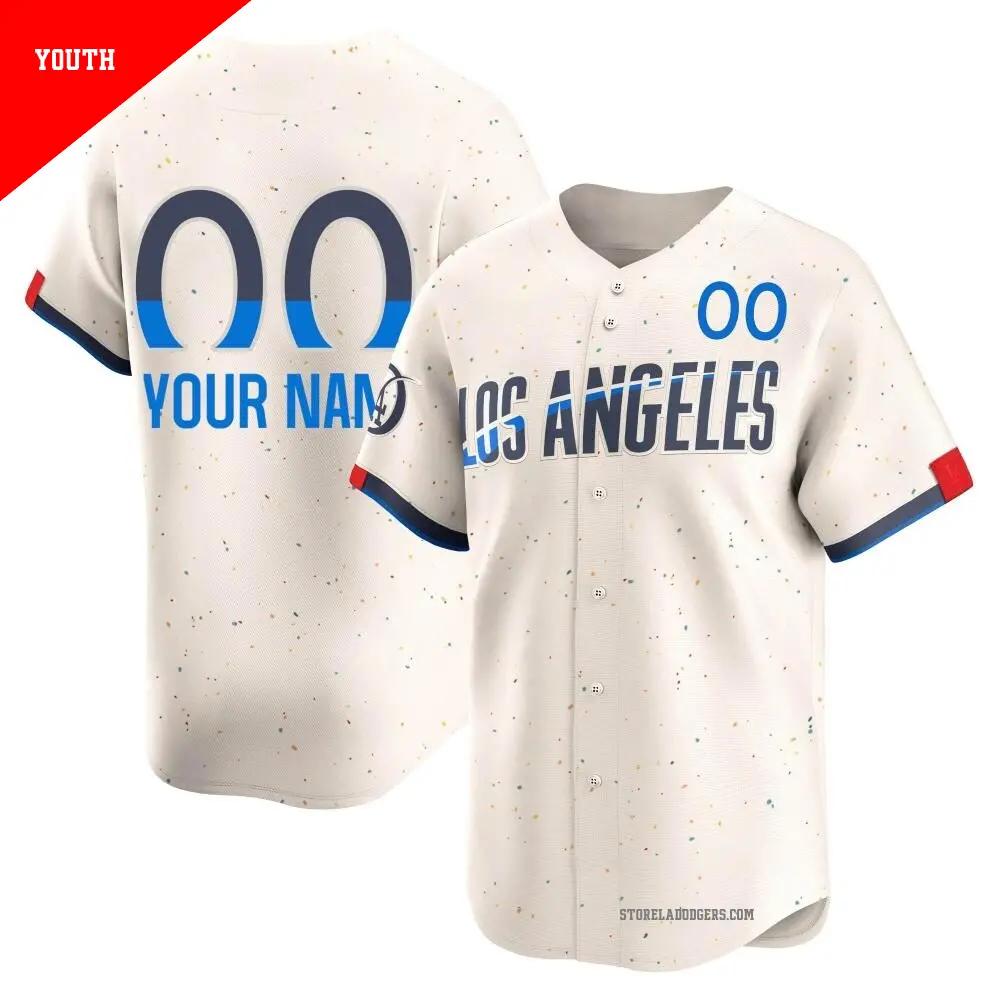 Youth ＃00 Custom Los Angeles Dodgers Cream Limited 2024 City Connect Jersey