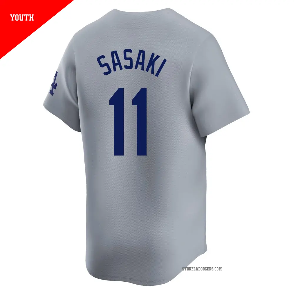 Youth #11 Roki Sasaki Los Angeles Dodgers Gray Limited Away