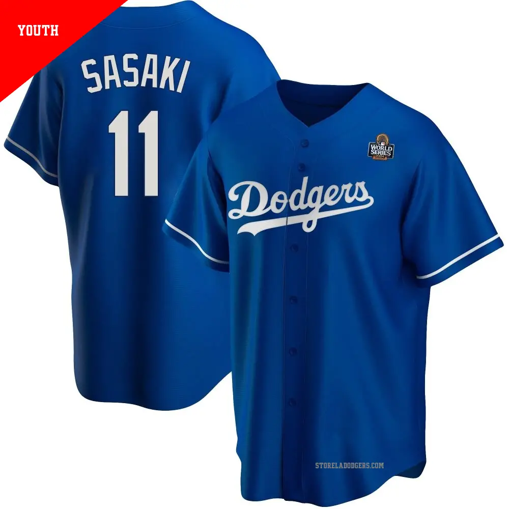 Youth ＃11 Roki Sasaki Los Angeles Dodgers Royal Replica Alternate 2024 World Series Jersey