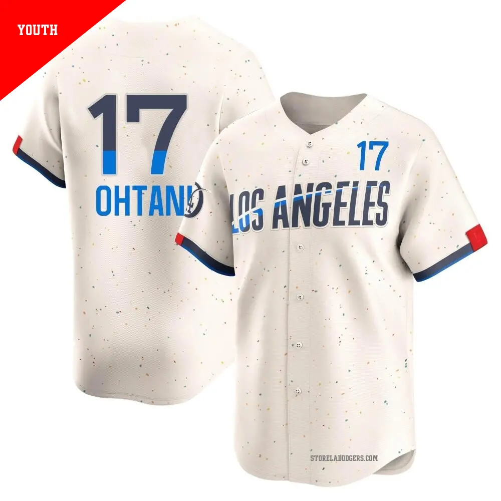 Youth #17 Shohei Ohtani Los Angeles Dodgers Cream Limited 2024