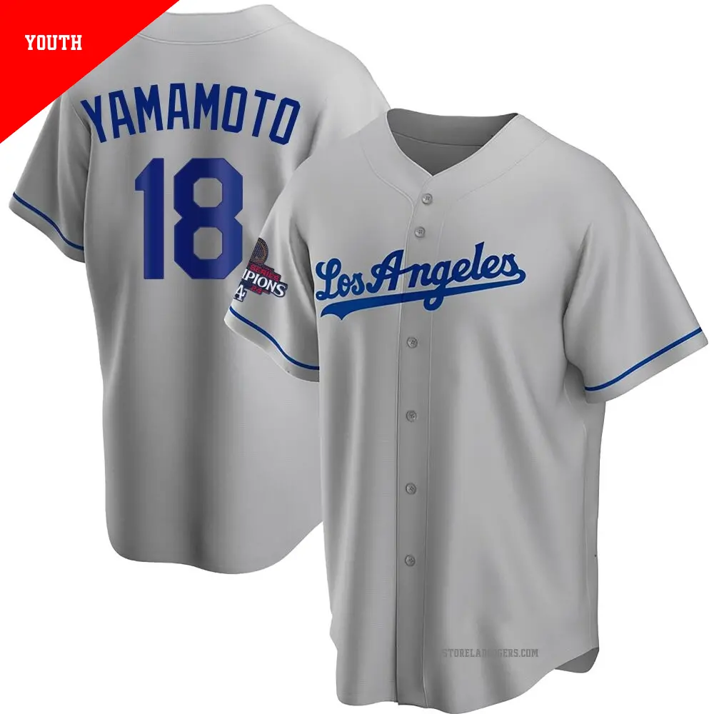 Youth #18 Yoshinobu Yamamoto Los Angeles Dodgers Gray