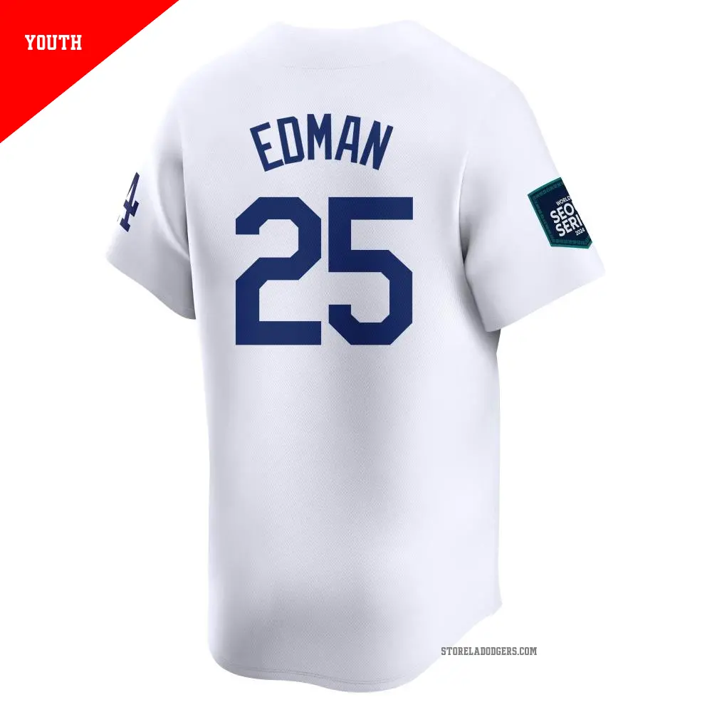 Youth #25 Tommy Edman Los Angeles Dodgers White Limited 2024