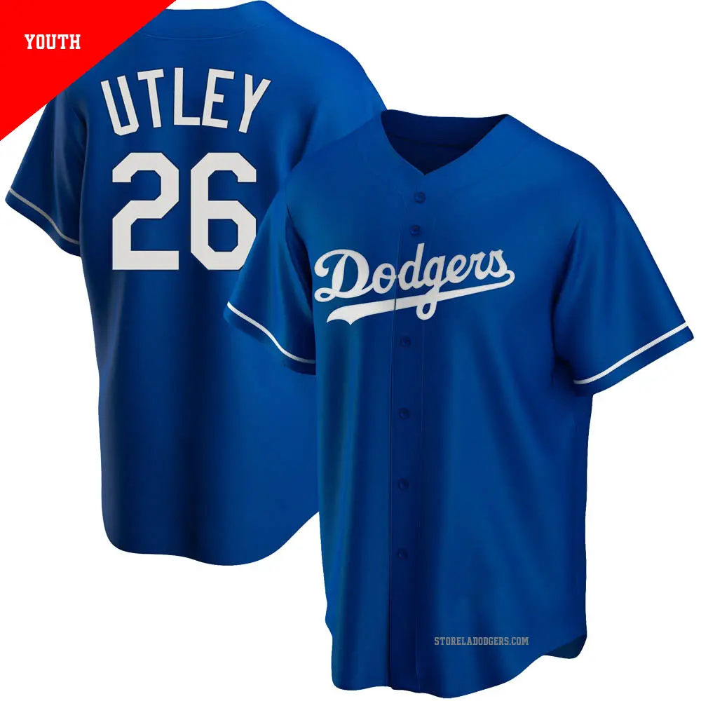 Youth ＃26 Chase Utley Los Angeles Dodgers Royal Replica Alternate Jersey
