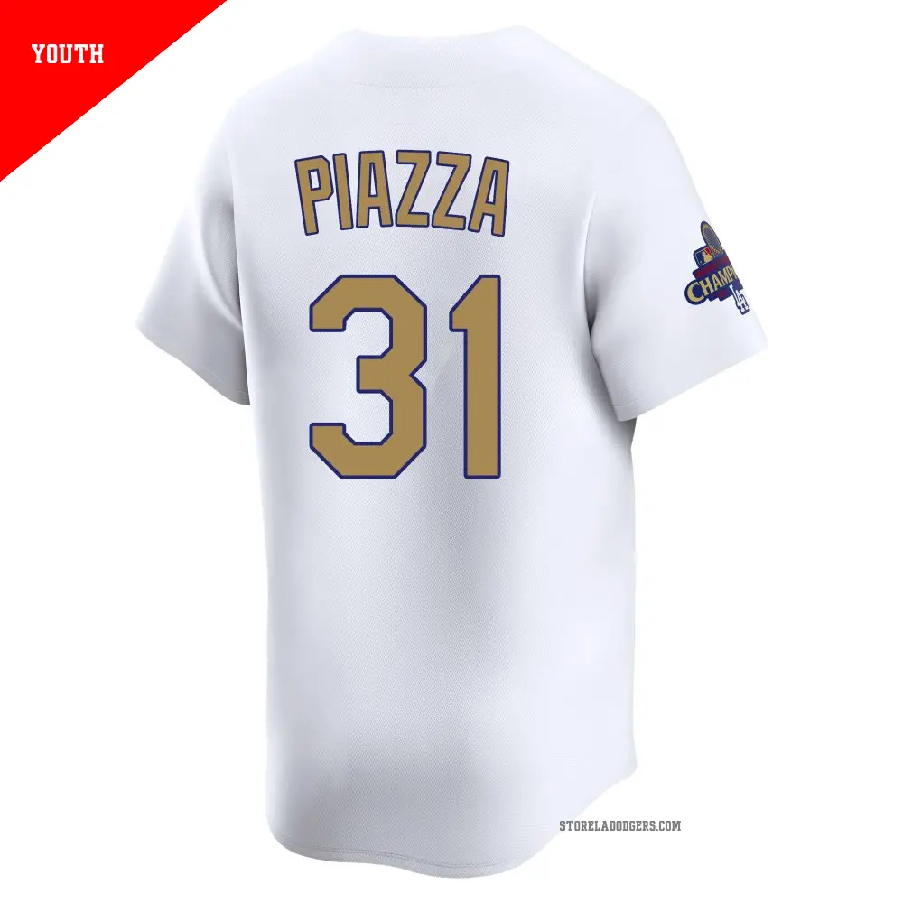 Youth #31 Mike Piazza Los Angeles Dodgers Gold Limited White 2025