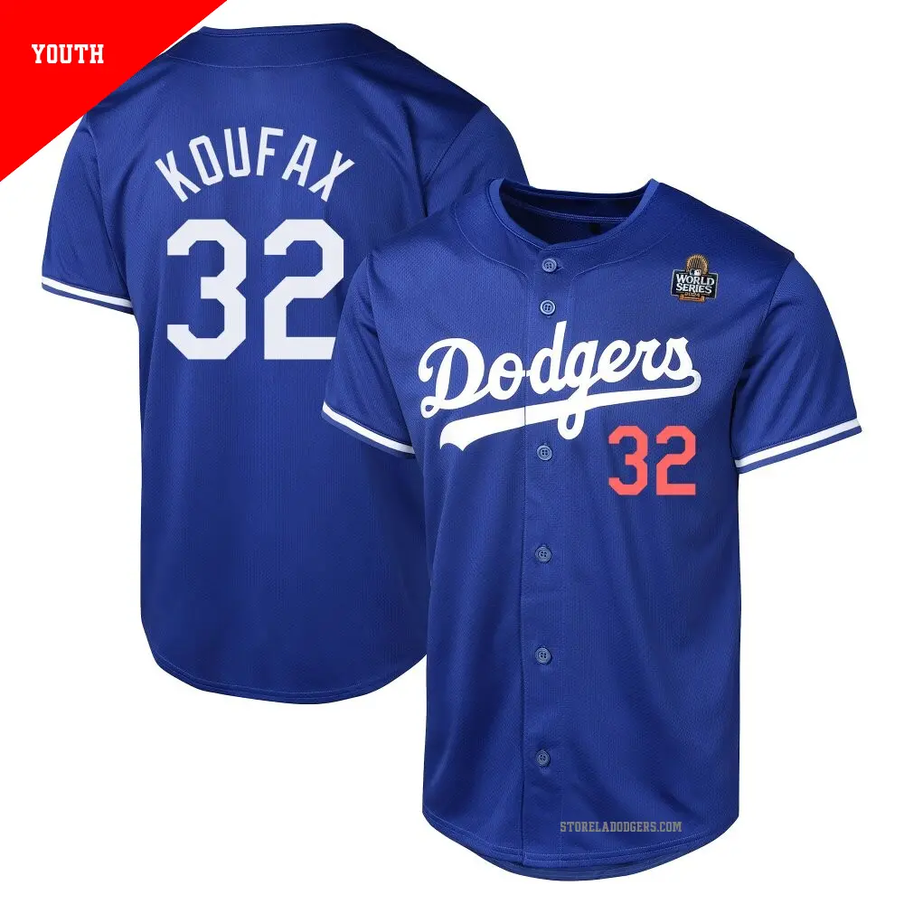 Youth ＃32 Sandy Koufax Los Angeles Dodgers Royal Limited Alternate 2024 World Series Jersey