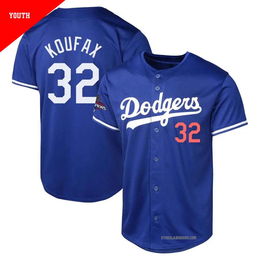 Youth ＃32 Sandy Koufax Los Angeles Dodgers Royal Limited Alternate World Series Champions Jersey