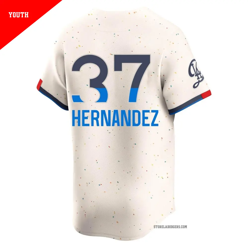 Youth #37 Teoscar Hernandez Los Angeles Dodgers Cream