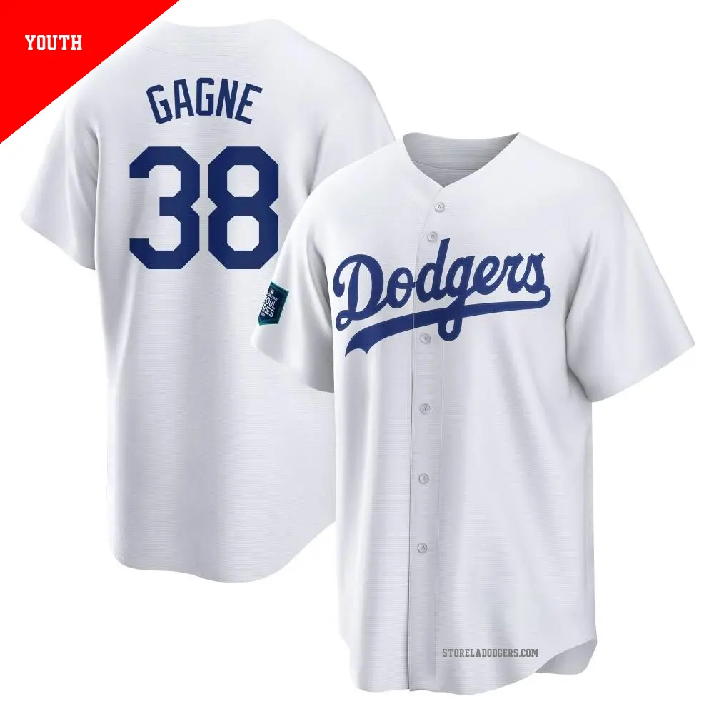 Youth ＃38 Eric Gagne Los Angeles Dodgers White Replica 2024 World Tour Seoul Series Home Jersey