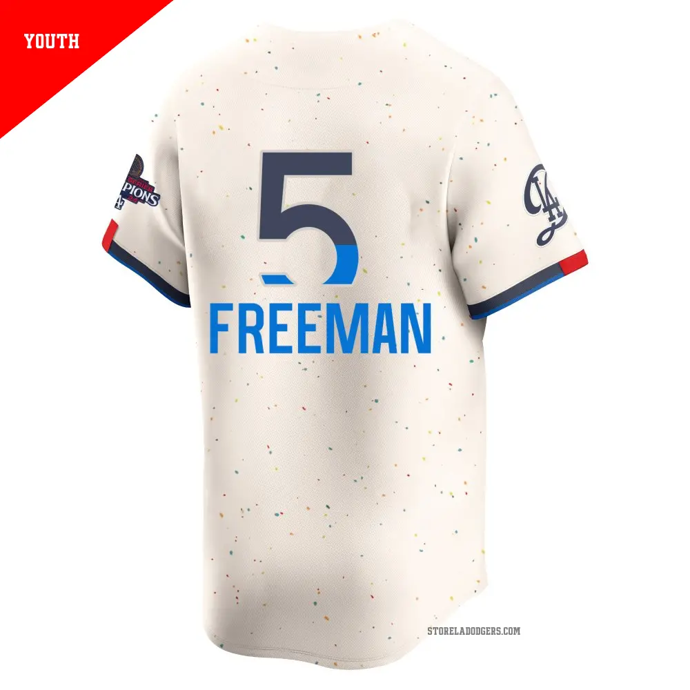 Youth #5 Freddie Freeman Los Angeles Dodgers Cream Limited