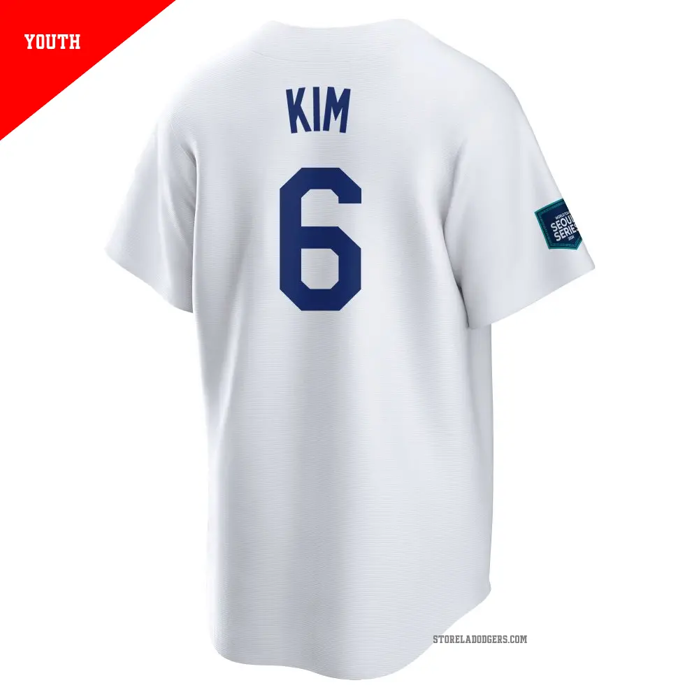 Youth #6 Hyeseong Kim Los Angeles Dodgers White Replica 2024
