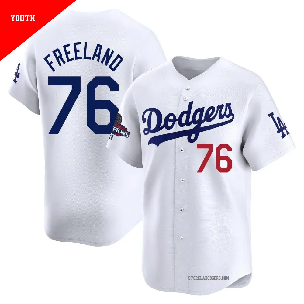 Youth #76 Alex Freeland Los Angeles Dodgers White Limited Home