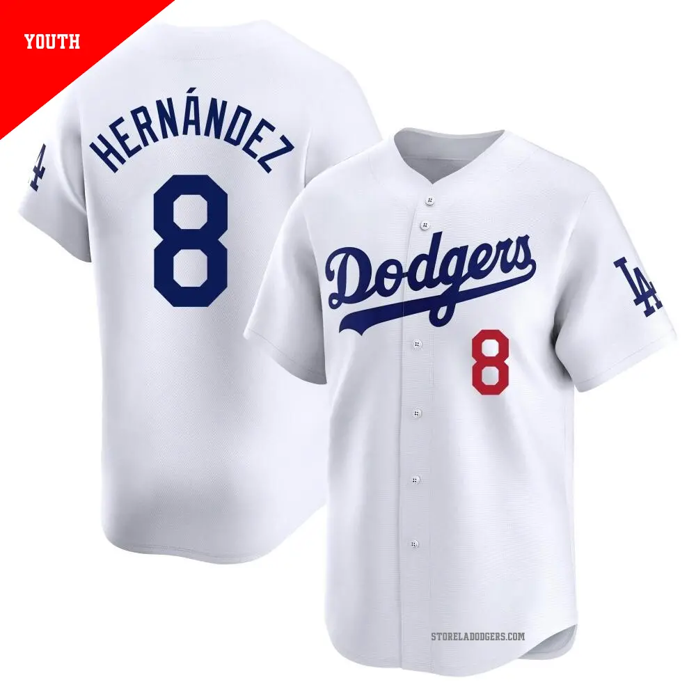 Youth ＃8 Enrique Hernandez Los Angeles Dodgers White Limited Home Jersey